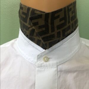 Fendi Roma Authentic Mens White Cotton Short Sleeve Collared Dress Shirt Size 41